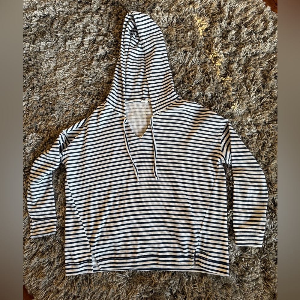 Roxy Black and White Long Sleeve Tee Nautical Stripes